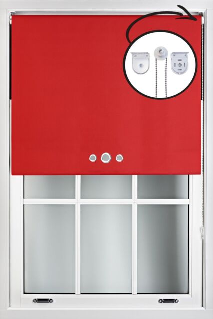 Furnished Red Blackout Roller Blinds with Triple Round Eyelets & Metal Fittings - Size: 165 cm width x 165 cm drop - image 1