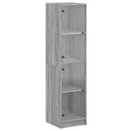 Berkfield Home Highboard with Glass Doors Grey Sonoma 35x37x142 cm - Size: 35 x 37 x 142 cm - thumbnail 3