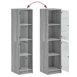 Berkfield Home Highboard with Glass Doors Grey Sonoma 35x37x142 cm - Size: 35 x 37 x 142 cm - thumbnail 9