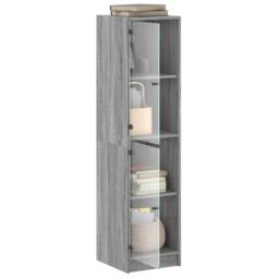 Berkfield Home Highboard with Glass Doors Grey Sonoma 35x37x142 cm - Size: 35 x 37 x 142 cm - thumbnail 5