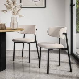 More4Homes Donni Rectangle White Marble Top Dining Table & 4 Myla Linen Chairs in Beige - thumbnail 6