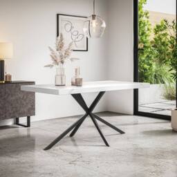 More4Homes Donni Rectangle White Marble Top Dining Table & 4 Myla Linen Chairs in Beige - thumbnail 2