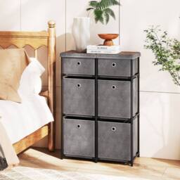 Costway Chest of Drawers Metal Frame Storage Organizer Unit w/6 Drawers in Grey - thumbnail 5