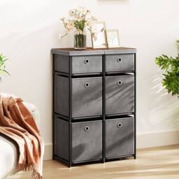 Costway Chest of Drawers Metal Frame Storage Organizer Unit w/6 Drawers in Grey - thumbnail 6