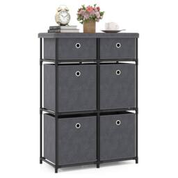 Costway Chest of Drawers Metal Frame Storage Organizer Unit w/6 Drawers in Grey - thumbnail 9