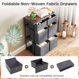 Costway Chest of Drawers Metal Frame Storage Organizer Unit w/6 Drawers in Grey - thumbnail 8