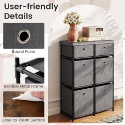 Costway Chest of Drawers Metal Frame Storage Organizer Unit w/6 Drawers in Grey - thumbnail 7
