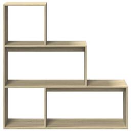 Berkfield Home Room Divider Bookcase 3-Tier Sonoma Oak 123x29x123 cm Engineered Wood in Light Tan - Size: 123 x 29 x 123 cm - thumbnail 5