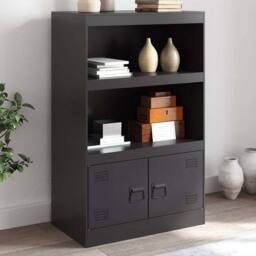 Berkfield Home Sideboard Black 67x39x107 cm Steel - Size: 67 x 39 x 107 cm - thumbnail 2