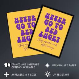 "Artery8 Never Go To Bed Angry Stay Awake Plot Revenge Wall Art Print in Yellow - Size: W12"" x H16""" - thumbnail 2