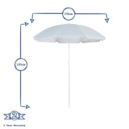 Harbour Housewares Metal Beach Parasol 1.74 x 1.93m in Grey - thumbnail 3