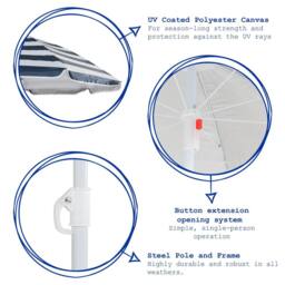 Harbour Housewares Metal Beach Parasol 1.74 x 1.93m in Grey - thumbnail 2