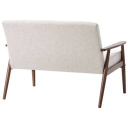 Wyld and Coco 2-Seater Sofa Grey Brown Polyester Mid-Century Wood Frame - thumbnail 5