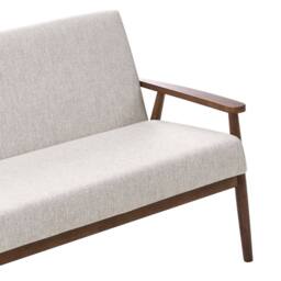 Wyld and Coco 2-Seater Sofa Grey Brown Polyester Mid-Century Wood Frame - thumbnail 7