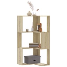 Berkfield Home Corner Bookcase 3-Tier Sonoma Oak 50x50x102 cm Engineered Wood in Brown - Size: 50 x 50 x 102 cm - thumbnail 1