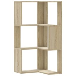 Berkfield Home Corner Bookcase 3-Tier Sonoma Oak 50x50x102 cm Engineered Wood in Brown - Size: 50 x 50 x 102 cm - thumbnail 2