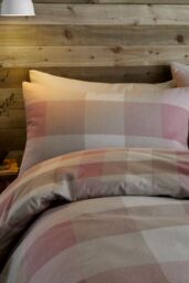 Appletree 'Ashford Check' Brushed 100% Cotton Duvet Cover Set in Natural - Size: Single - thumbnail 2