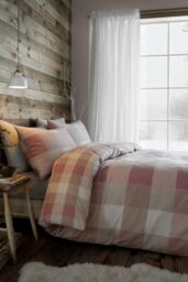 Appletree 'Ashford Check' Brushed 100% Cotton Duvet Cover Set in Natural - Size: Single