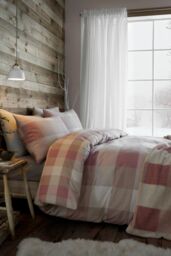 Appletree 'Ashford Check' Brushed 100% Cotton Duvet Cover Set in Natural - Size: Single - thumbnail 4