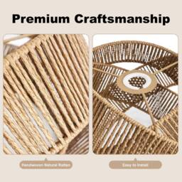 Voltico 30cm Rattan Ring Pendant Lampshade Handwoven Wicker Ceiling Shade in Brown - thumbnail 5