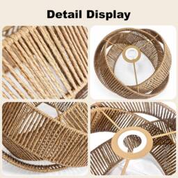 Voltico 30cm Rattan Ring Pendant Lampshade Handwoven Wicker Ceiling Shade in Brown - thumbnail 6