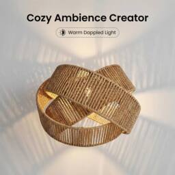 Voltico 30cm Rattan Ring Pendant Lampshade Handwoven Wicker Ceiling Shade in Brown - thumbnail 2