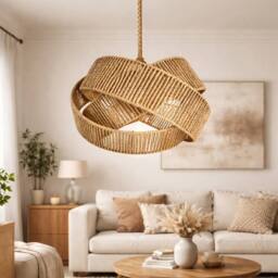 Voltico 30cm Rattan Ring Pendant Lampshade Handwoven Wicker Ceiling Shade in Brown - thumbnail 3