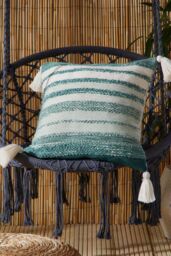 Drift Home 'Grayson' Textured Outdoor Garden Filled Bench Cushion in Green - Size: 43 cm x 43 cm - thumbnail 1