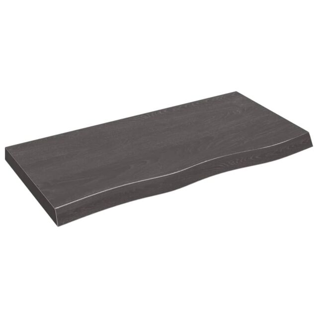 Berkfield Home Wall Shelf Dark Grey 100x50x(2-6) cm Treated Solid Wood Oak in Brown - image 1