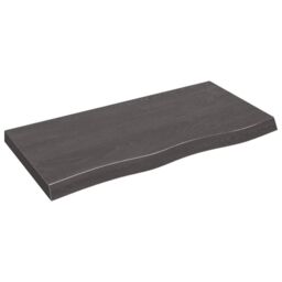 Berkfield Home Wall Shelf Dark Grey 100x50x(2-6) cm Treated Solid Wood Oak in Brown - thumbnail 1