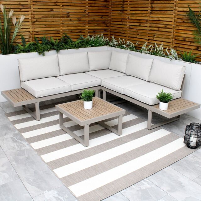 Modish Furnishing Beige Aluminium 5 Seater Modular Corner Sofa Lounge Set in Light Beige - image 1