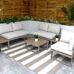 Modish Furnishing Beige Aluminium 5 Seater Modular Corner Sofa Lounge Set in Light Beige - thumbnail 6