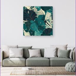 Warren Reed - Designer Tropical Green Leaves Canvas - Size: w10 inch x h10 inch - thumbnail 4