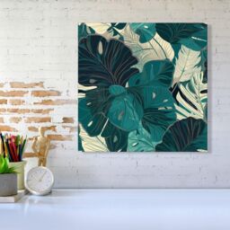Warren Reed - Designer Tropical Green Leaves Canvas - Size: w10 inch x h10 inch - thumbnail 2