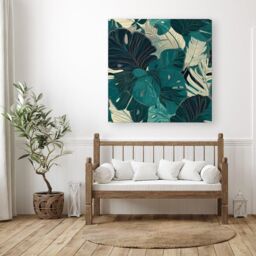 Warren Reed - Designer Tropical Green Leaves Canvas - Size: w10 inch x h10 inch - thumbnail 3