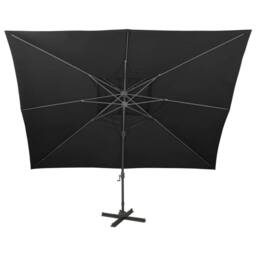 Berkfield Home Durable Cantilever Garden Parasol with Double Top Black 400x300 cm - thumbnail 1