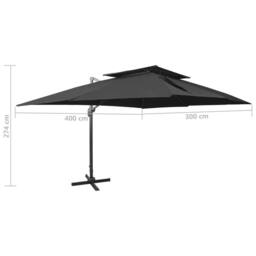 Berkfield Home Durable Cantilever Garden Parasol with Double Top Black 400x300 cm - thumbnail 9