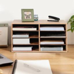 Nordara Bamboo Desktop File Sorter A4 Office Document Organizer in Beige - thumbnail 3