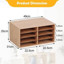 Nordara Bamboo Desktop File Sorter A4 Office Document Organizer in Beige - thumbnail 2