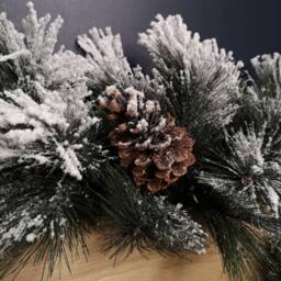 Samuel Alexander 6ft (1.8m) Premier Christmas Snow Flocked Green Garland with Pine Cones - thumbnail 6