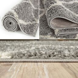THE RUGS Soft Moroccan Shaggy Rugs & Runners Grey & Ivory Living Room - Size: 80 cm x 150 cm - thumbnail 3