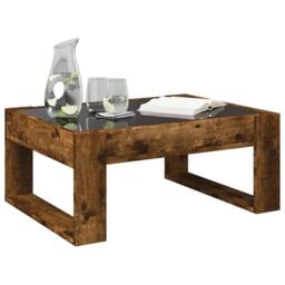 Berkfield Home Coffee Table with Infinity LED Smoked Oak 70x53x30 cm in Brown - Size: 70 x 53 x 30 cm - thumbnail 5