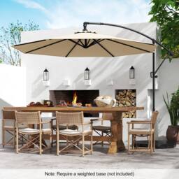 Costway 300 cm Offset Hanging Umbrella Patio Cantilever Umbrella w/Base in Beige - thumbnail 3