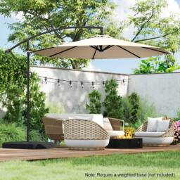 Costway 300 cm Offset Hanging Umbrella Patio Cantilever Umbrella w/Base in Beige - thumbnail 4