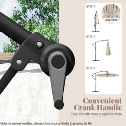 Costway 300 cm Offset Hanging Umbrella Patio Cantilever Umbrella w/Base in Beige - thumbnail 7