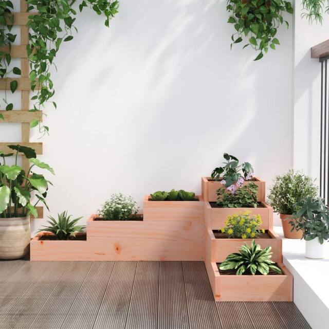 Berkfield Home Full Garden Planter 4-Tier 106x104.5x36 cm Solid Wood Douglas in Light Tan - image 1