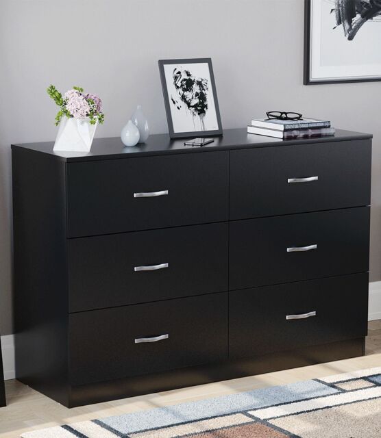 Home Discount Vida Designs Riano 6 Drawer Chest of Drawers Storage in Black - image 1