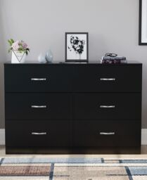 Home Discount Vida Designs Riano 6 Drawer Chest of Drawers Storage in Black - thumbnail 3