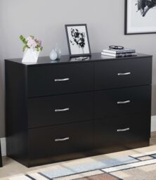 Home Discount Vida Designs Riano 6 Drawer Chest of Drawers Storage in Black