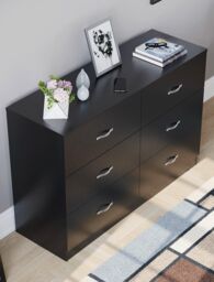 Home Discount Vida Designs Riano 6 Drawer Chest of Drawers Storage in Black - thumbnail 4